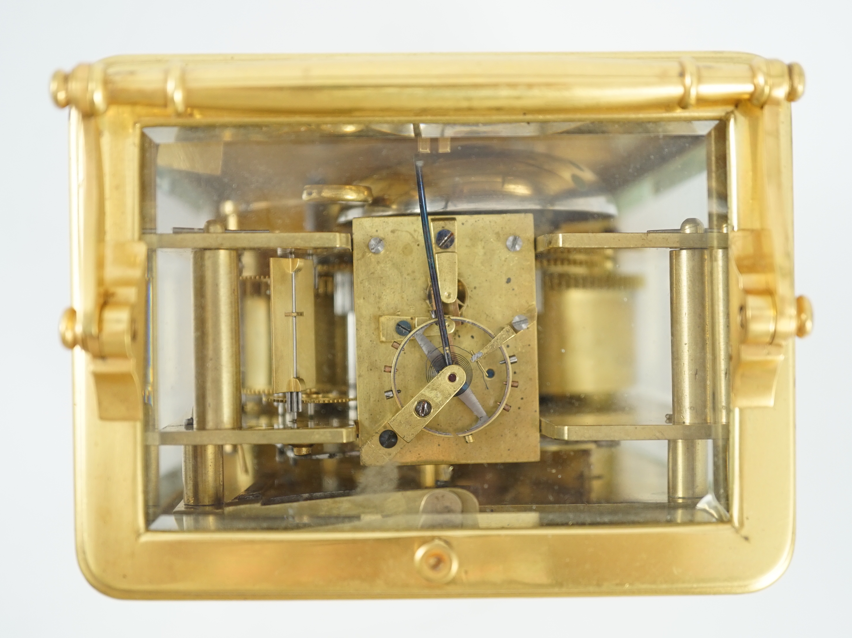 Scherer à Paris. A French hour repeating carriage clock, c.1840's, 10.25cm wide, 8cm deep, 15cm high